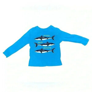 Big Boys Turquoise Blue Ocean Shark long Sleeve Tee Shirt
